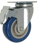 Swivel Plate Caster Wheels Set 2 Inch Blue Polyurethane Casters With Brakes Total Locking Brake Locks Wheel And Swivel For Smooth Quiet Mobility