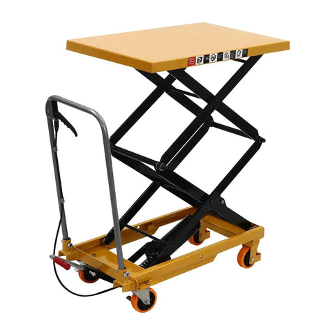 Heavy Duty Hydraulic Lift Table Cart With 330 Lb Capacity And 49 Inch Max Height Built Tough With Wear Resistant Steel Smooth Scissor Action And Roll Away Wheels For Daily Freight Moves And Workshop Chores