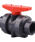 Two Pack PVC True Union Ball Valves With Full Port, EPDM O-Rings, Reversible PTFE Seats, Rated 200 PSI, 1 Inch Socket