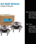 Front Wheel Bearing And Hub Assembly Set For Jeep Grand Cherokee L And Grand Cherokee 2021 To 2024 Two Piece Kit With Driver And Passenger Sides OE Quality Drop In Ready And DIY Video Guides displayed with packaging