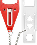 Door Lock For Extra Security And Privacy While Traveling Portable Travel Lockdown Prevent Entry And Keep Your Family Safe Red Ideal For Hotels Dorms Apartments And Bedrooms On The Go Easy To Use Yet Durable Travel Essential Safety Gear, showing red and metal lock components