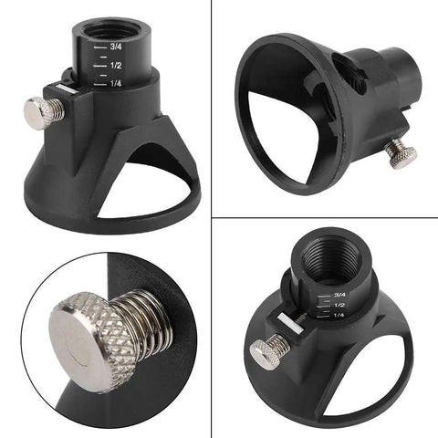 Pro Rotary Drill Locator Positioner For Electric Grinder And Multi Tool Cutting Kit, heavy-duty black steel depth guide.