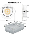 Dimensions of Gimbal 4 Inch LED Recessed Lights 6 Pack Dimmable With Junction Box Adjustable Airtight IC Rated ETL Listed