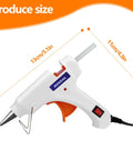 Colorful Mini Hot Glue Gun Kit 12-Piece Set All In One Color Coded Tools 20W Anti-Drip White Glue Gun with Dimensions