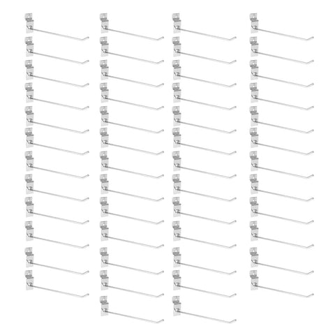 50 Pack Slatwall Hooks With Flat Tips For Pegboard And Slotted Panels, displayed in rows, made of heavy-duty iron for tool organization.