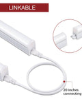 Close-up of linkable Eight Pack Two Foot LED Shop Lights 6500K 10W 1100LM with connecting cord and frosted cover.