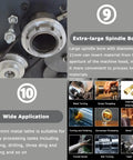 Precision Mini Metal Lathe Benchtop Machine offers 7 inch swing by 12 inch centers for inch threading and metal turning showing spindle bore.