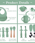 Product details of Ultra Safe Silicone Baby Feeding Set 13 Piece With Suction Bowl And Plate Spoons And Forks Bib And Cup Baby Toothbrush And Weaning Kit For 6 Months Plus Mess Free Meals Mom Approved