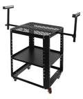 Heavy Duty Rolling Planer Stand That Handles 550 Lbs Like a Champ, Dual Tier Tool Cart with Smooth Rollers, Height Adjustable Miter Saw Table Featuring Rugged Metal Top
