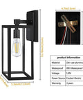 Dimensions and specs of Rugged Matte Black Outdoor Wall Lantern Sconce With Clear Glass Shade, IP65 Waterproof And Anti Rust Aluminum Fixture.