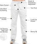 Unisex Medical Scrub Set Featuring V-Neck Top And Straight Leg Pants In Fresh White, Cotton Polyester Blend For Sweet All Day Comfort And Tight Stitching Designed For Nurses Wanting A Sharp Go To Hospital Fit, showcasing white straight leg pants with pockets.