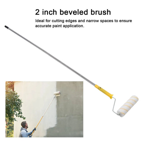 Heavy Duty 10 Piece Paint Roller Tray Kit With Solid Stainless Steel Handle And High Density Covers For Smooth Wall And Ceiling Painting Total Game Changer Kit with 2-inch beveled brush for precise paint application.