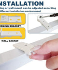 Heavy Duty Retractable Curtain Track System For Ceiling Or Wall Mount Aluminum With Silent Rollers Adjustable 3.3ft To 5.9ft Includes Complete Installation Kit shown with ceiling and wall brackets