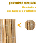 Natural Bamboo Slat Screening For Privacy And Wind Protection close-up showing galvanized steel wire support