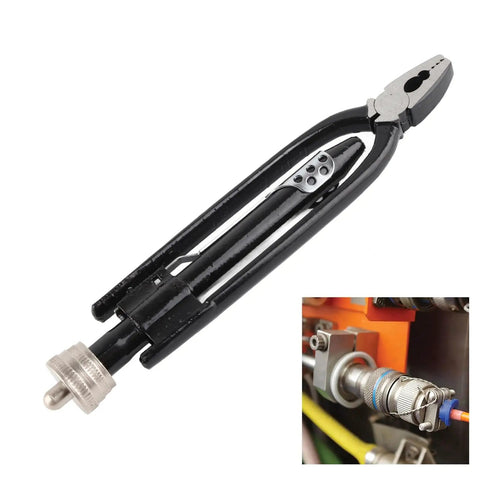 Heavy Duty Steel Alloy Safety Wire Pliers With Spring Return, Lock Wire Twisting Tool, durable jaws, close-up view, pro-grade