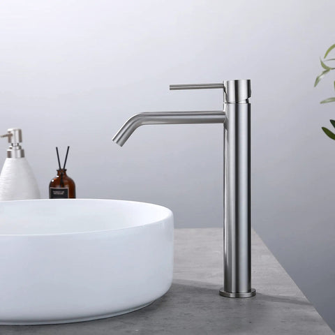 Brushed Nickel Vessel Sink Faucet With SpotShield Finish No Lead SUS304 Stainless Steel 1 Hole Bathroom Faucet For Vessel Sinks Built To Last
