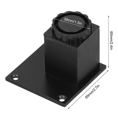 Adjustable Height Aluminum Furniture Legs Set Of 4 For Sofa, Cabinet And Bed Frames, Square 60mm Base Black Finish, Heavy Duty Leveling Supports To Eliminate Wobble shown in close-up.