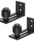Heavy Duty Sliding Barn Door Floor Guide With Adjustable Roller, Flush Bottom Design, 2 Pack, Stainless Steel Brushed Finish