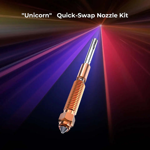 K2 Series Extruder And Nozzle Upgrade Kit For K2 Pro And K2 Plus 3D Printers With 0.4mm Quick Swap Nozzle displayed on colorful background