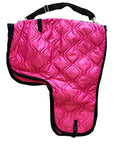 Western Padded Saddle Carrier With Water Resistant 420D Nylon, bright pink quilted design with black strap, protects during transport