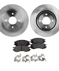 Front view of brake rotors and pads kit for Saturn SL/SC2 (1993-1996); two rotors, four pads, and hardware