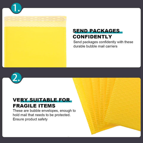 Waterproof Bubble Mailers 25 Pack 28x37cm Plus 6cm Thickened Padded Envelopes Shockproof Shipping Bags with text