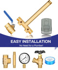 Well Water Pressure Tank Tee Kit With 40-60 Psi Switch, 100 Psi Gauge, brass components, relief and drain valves, ball valve