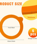 Silicone jar gasket ring, 3.75 in diameter, 6 pcs orange and white, food-grade airtight canning jar seals.