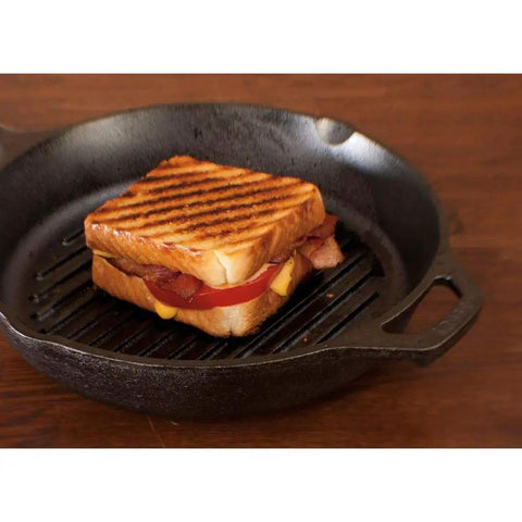 Heavy Duty Cast Iron Grill Pan 10.25 Inch With Deep Ridges For Serious Sear On Steaks, Chicken, Burgers And Shrimp, Stove Top Or Campfire Ready