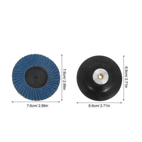 Tough 3 Inch Flap Sanding Wheel Disc For Metal And Multi-Material Works Like A Charm With Zirconia Abrasive Fused Alumina Grinding Surface top view.