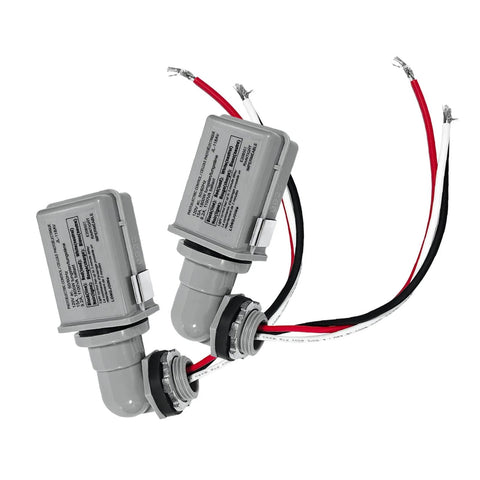 Two Pack Outdoor Dusk To Dawn Photocell Sensor Switch For 120V AC Lighting Auto On At Low Light Off At Bright Waterproof NPT Fixtures