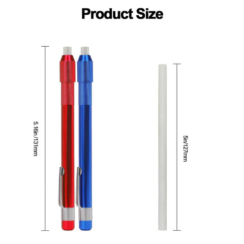 Pro Grade Soapstone Holder Kit Pack Of 14 With 2 Round Pencils And 12 Refills, shown with dimensions for welding and fabrication.