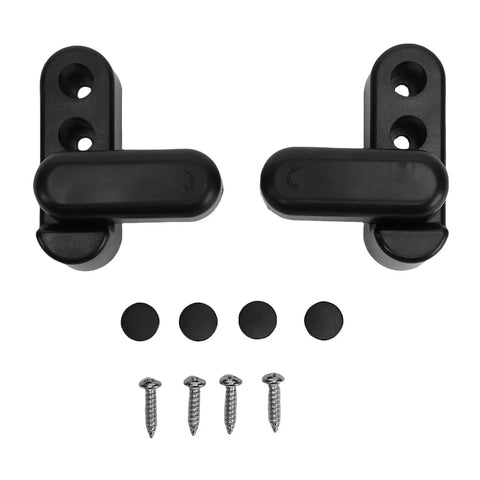 Kickass 180 Degree Rotating RV Table Lock Clip With Wicked Strong Steel Buckle For Thick Panels And Camper Trailers To Keep Your Camp Setup Locked Tight On The Road - pack of two black plastic latches with screws.