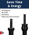 1.5 Inch Pop Up Riser Extension 10 Pack No Dig Stackable Irrigation Adapter Tool Free Height Lift Solution Easy Setup for Lawn Sprinklers Durable Black Plastic Universal Yard System Component
