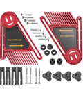 Hardcore Double Feather Loc Board For Table Saw And Router Table Adjustable Woodworking Safety Tool with accessories in red.