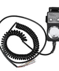 Green 4 Axis USB Motion Control Board With 100KHz Interface Pendant Handwheel MPG CNC And Robotics Controller, coiled cable, handwheel view.