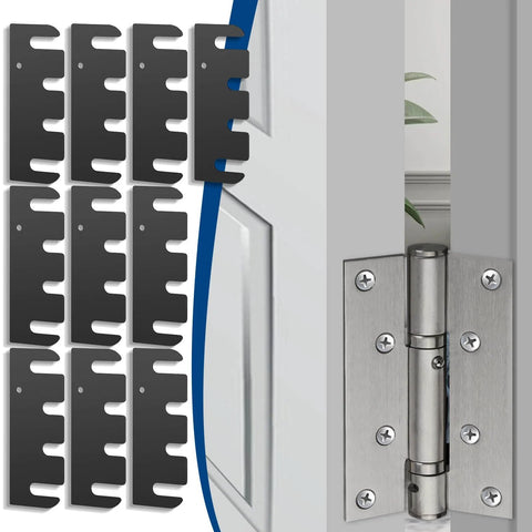 Ten Piece Door Hinge Filler Plates Kit With Stainless Steel Spacers 4x1.5 Inch Adjustable For Cabinet Repair DIY Friendly