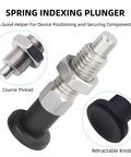 Pack Of Two Shop Ready Heavy Duty Stainless Steel Push Fit Ball Nose Spring Plungers M12 X 1.75 Retractable Index Locating Pin with knob