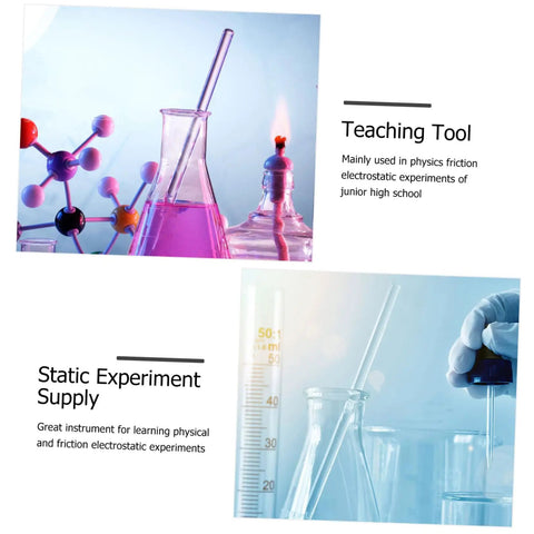 Two Pack Glass Electrostatic Experiment Sticks With Silk Cloth For Static Electricity Learning science equipment with beakers