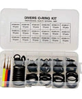 200 Piece O Ring Kit With 3 Assorted Brass Picks For Scuba Gear And Regulator Maintenance Buna Rubber Seals Universal Compatibility Durable Replacements in open plastic box