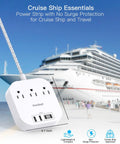 Power Strip With USB C And USB Ports For Travel 3 Outlets And 4 USB Ports 22.5W Fast Charging Flat Plug 5ft Braided Cord
