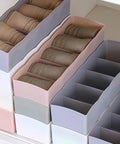 Six Piece Plastic Underwear Organizer Box For Drawer Dividers And Sock Keeper Keeps Your Lingerie Tight And Squared Away For A Really Slick Closet Setup, featuring pastel compartments for organized socks.