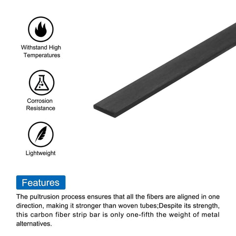 Six Pack Carbon Fiber Strips 0.5x3mm 400mm Pultruded Flat Bars For Kites RC Planes Drones Helicopters Sailboats And More Ultra Lightweight Yet Ridiculously Strong Spars, showcasing lightweight and corrosion resistance features