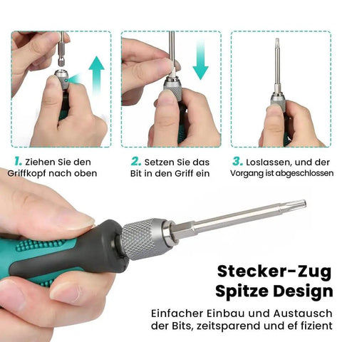 Step-by-step guide showing use of Torx Screwdriver Bit Set With Magnetic Quarter Inch Drive, 12 Pieces T6 T7 T8 T9 T10 T15 T20