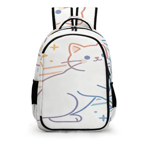 Gradient Line Cute Kitten Printed Unisex Backpack with large capacity, durable breathable polyester, easy to clean, smooth zipper