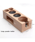 Top Shelf Wood Espresso Tamper Stand Fits 51Mm And 54Mm Tamps Legit Barista Counter Helper Kick Up Your Morning Brew Routine Dang Sturdy Natural Wood Base with measurements.