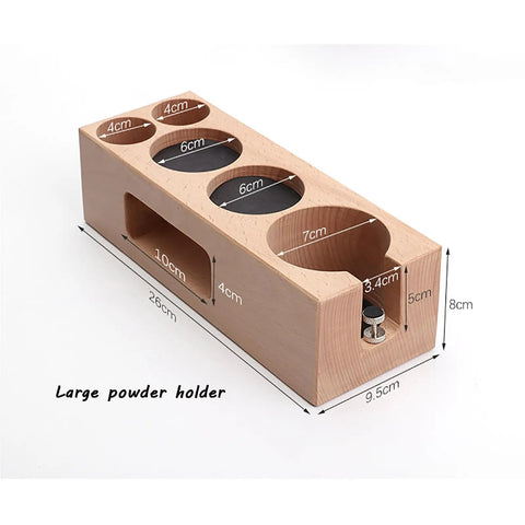 Top Shelf Wood Espresso Tamper Stand Fits 51Mm And 54Mm Tamps Legit Barista Counter Helper Kick Up Your Morning Brew Routine Dang Sturdy Natural Wood Base with measurements.