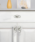Five Pack Heavy Duty Polished Nickel Cabinet Knobs And Backplates, 1 25 Inch Center To Center, Built Like A Truck Zinc Alloy Vintage Drawer Pulls For Breezy Kitchen Refresh Upgrades on white cabinetry.