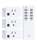 Remote Control Outlet Kit With 200-Ft Long-Range Wireless Light Switch, 3 white mini outlets plus 1 remote control device