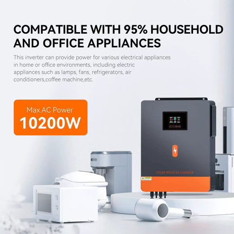 10200W Off Grid Solar Inverter With 48V DC To 230V AC Pure Sine Wave Output 160A MPPT Charge Controller Max PV Array